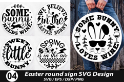 Easter Round Sign SVG Design - Some bunny loves wine Product Image 1