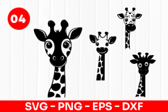 Cute Giraffe Cartoon Safari Animal SVG PNG Product Image 1