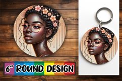 Bright Ornaments Round Sublimation, Afro Girl Product Image 1