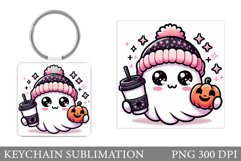 Cute Ghost Keychain Design. Cute Halloween Keychain Product Image 1