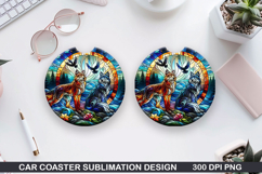 Foxes Wolves Car Coaster Sublimation| Foxes Coaster PNG Product Image 1