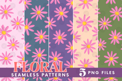 Retro Flowers Seamless Pattern Bundle Floral Png Sublimation Product Image 1