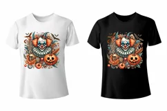Watercolor Halloween CreepyClown. PNG sublimation Product Image 3