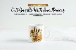 Cute Gazelle With SunFlowers | Gazelle Mug Sublimation Product Image 1
