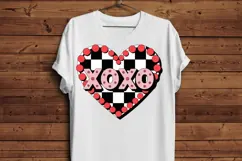 XOXO Checkerboard Heart PNG | Valentine’s Day Retro Heart Product Image 4