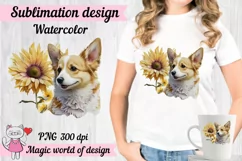 Chihuahu Dog with Sunflower png, Sublimation design Product Image 2