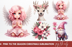 Pink Tis The Season Christmas Sublimation Clipart Product Image 1