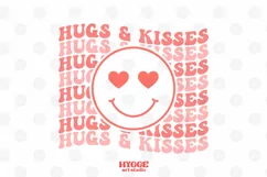 Hugs & Kisses Sublimation | Retro Smiley Valentines PNG Product Image 1