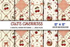 Cute Cherries Digital Paper JPG Product Image 1