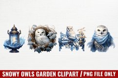 Christmas Snowy Owls Garden Clipart Product Image 1