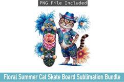 Floral Summer Cat Skate Board Sublimation Bundle Product Image 9