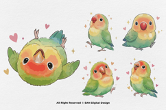 15 Bundle Watercolor Love Bird Cute Kids Animal Wings Product Image 7