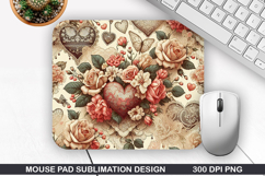 Flower Mouse Pad, Valentine Mouse Pad PNG Design Product Image 1