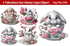 Valentines Day Bunny Cups Clipart PNG Product Image 1
