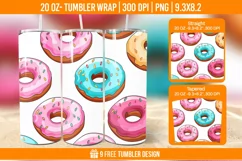 Donuts Seemless Tumbler Wrap Designs, Sublimation Wrap Product Image 1