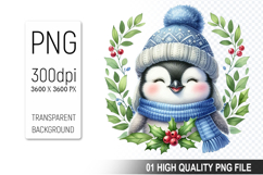 Christmas Penguin Clipart PNG, Festive Penguin Sublimation Product Image 1