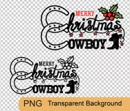 Cowboy Christmas text print svg, png cricut Western Christma Product Image 2