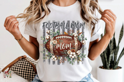 Striped Floral Football Mom Sublimation Png , Shirt Design Product Image 6