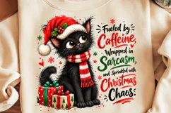 Black Cat Christmas PNG, Sarcastic Coffee PNG, Christmas PNG Product Image 1