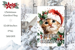Merry Christmas Garden Flag, Christmas Cat Garden Flag Print Product Image 1
