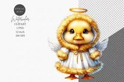 Duckling angel clipart, Nursery clipart, Birthday clipart, Product Image 1