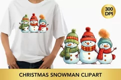 colorful Christmas snowman clipart, snowman sublimation Product Image 1