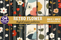 Retro flower pattern floral Digital Paper Background Bundle Product Image 8