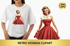 Retro woman clipart, Retro woman sublimation Product Image 1