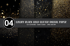 Luxury Black Gold Glitter Digital Paper Product Image 1