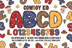 Cowboy Kid Digital Papers, cowboy kid doodle letters Product Image 2