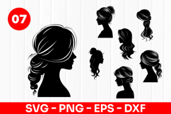 Girl Hairstyle Silhouette Female SVG PNG Product Image 1