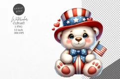 Patriotic clipart, Teddy bear clipart, Summer clipart Product Image 1