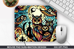 Halloween Owls Mouse Pad Sublimation,Halloween Mouse Pad PNG Product Image 1