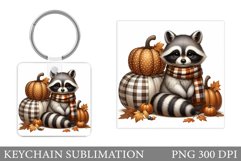 Fall Raccoon Keychain. Fall Raccoon Sublimation Product Image 1