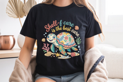 Shell-f Care Turtle PNG, Faux Embroidery Coastal Sublimation Product Image 7