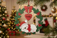 Sleeping Bear Christmas Ornament Laser Cut | Glowforge | SVG Product Image 1