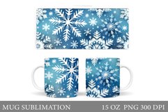 Snowflakes Mug Sublimation. Christmas Mug Design Product Image 1