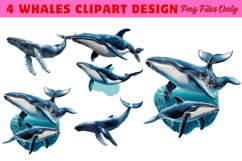 Whales Clipart design PNG Product Image 1