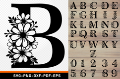 Floral Flowers Monogram Alphabet Letters SVG Laser Cut Files Product Image 2