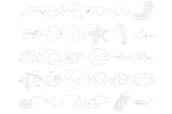 Cartoon Sea Animals, Outlines &amp; Silhouette Set 3 Procreate Product Image 7