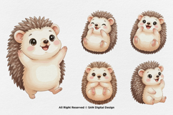 15 Bundle Watercolor Hedgehog Animal Cartoon Kids Thorns Product Image 7