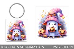 Cute Ghost Keychain Design. Cute Halloween Keychain Product Image 1