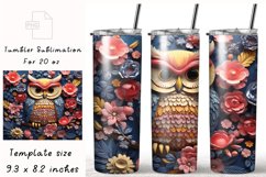 3D OWL Flowers Tumbler Wraps, 20 oz Skinny Tumbler Product Image 1