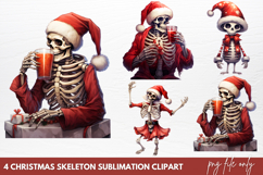 Christmas Skeleton Sublimation Clipart Product Image 1