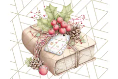 Christmas Book Clipart, Festive Reading PNG Illustrations Product Image 3