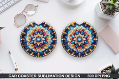 Flowers Car Coaster Sublimation|Christmas Coaster PNG Design Product Image 1