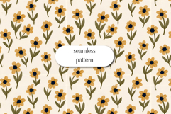 Yellow Floral Seamless Pattern, Vintage Flower Repeat JPG Product Image 1