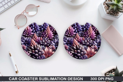 Flowers Car Coaster Sublimation| Flowers Coaster PNG Design Product Image 1