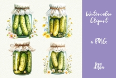 4 Cute Pickle Jar Sublimation Design Pickles PNG Cottagecore Product Image 1