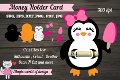 Penguin money card svg, 3d Paper cutting Template svg Product Image 1